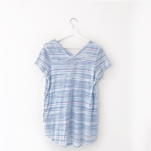 Anthropologie T.La Blue White Striped Tillie Shirt Medium - Picture 3 of 5